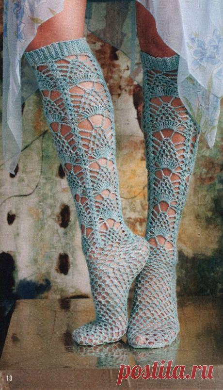 Гольфы Lace Stockings, Vogue Knitting Crochet 2012