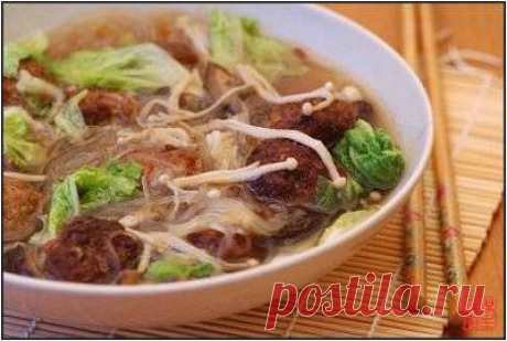 Фунчоза с говядиной и грибами
