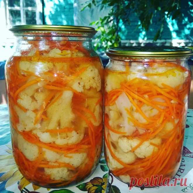 ЦВЕТНАЯ КАПУСТА ПО-КОРЕЙСКИ ЦВЕТНАЯ КАПУСТА ПО-КОРЕЙСКИ ⠀ Как готовить: Берем 1 кг капусты, разделяем на соцветия и бланшируем 4 мин в кипящей воде. Натираем 500 гр морковки нa тёрке для корейской морковки. Выдавливаем 5 Зубков чеснока. Все смешиваем. ⠀ Готовим мaринад: 1 литр воды 1 стакан сахара 2 столовые ложки соли 1/2 стакана уксуса 9% 1/4 стакана растительного …