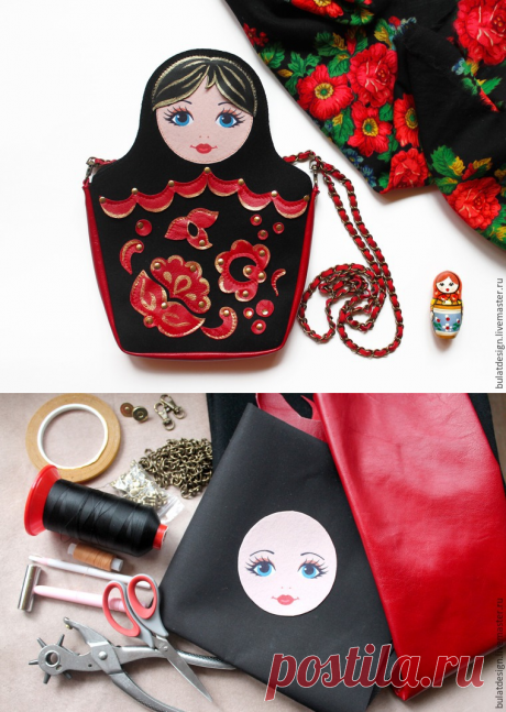 Шьем стильную сумку «Матрешку» из фетра и кожи...