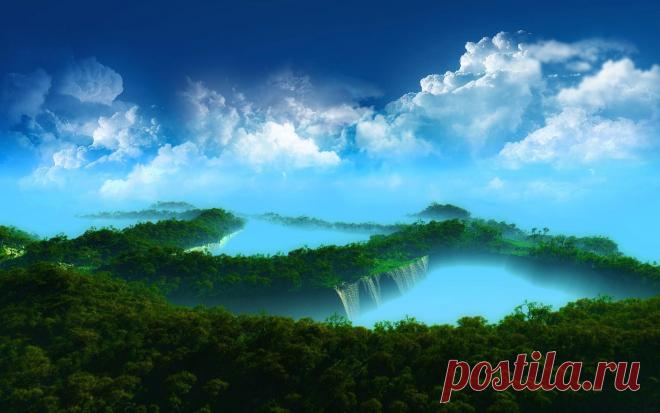 Облака, деревья, острова обои для рабочего стола, картинки, фото, 1920x1200.