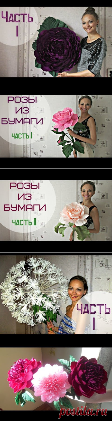 (169) Цветы из Гофрированной Бумаги | Большие Розы для Фотосессии | Часть 1 - YouTube