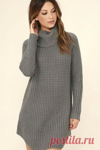 Для любителей вязаных платьев и туник. Разные идеи и фасоны для вязания спицами. | Ирина СНежная & Вязание | Яндекс Дзен