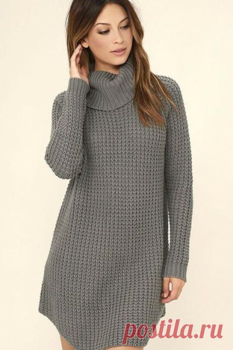 Для любителей вязаных платьев и туник. Разные идеи и фасоны для вязания спицами. | Ирина СНежная & Вязание | Яндекс Дзен