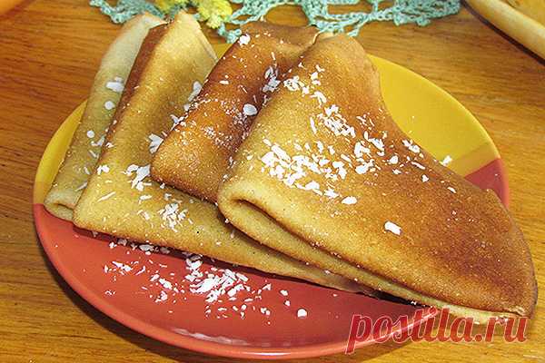 Блины на сыворотке с кокосовой стружкой