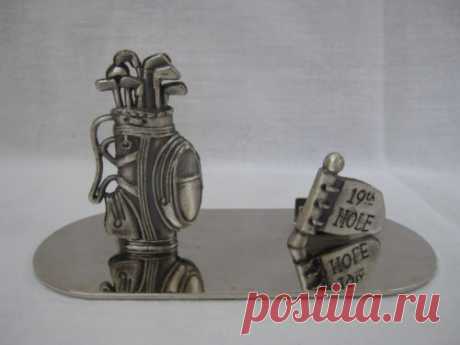 Pewter Metal 19th Hole 3-D Golf Bag Business Card Sign Holder | eBay