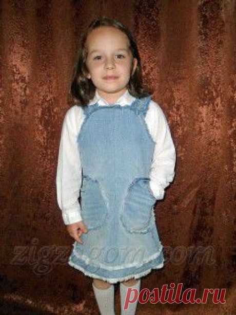 Сарафан для девочки своими руками из старых джинсов | Зигзагом.com