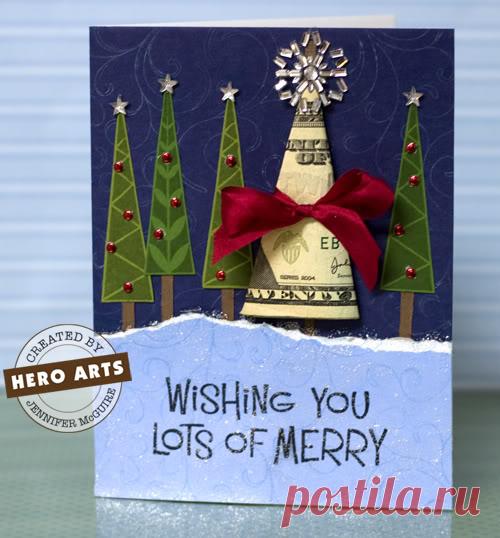 Новогодние открытки с банкнотами. Идеи. Мастер-класс.