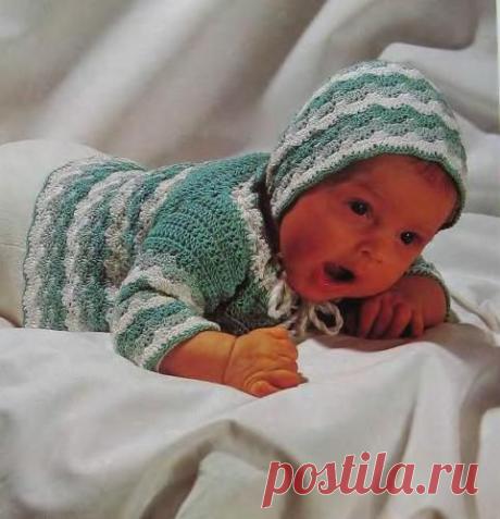 Чепчик и кофточка для малыша. - Для новорожденного - Вязание крючком - Модели и схемы вязания крючком 2013 - 2014 года