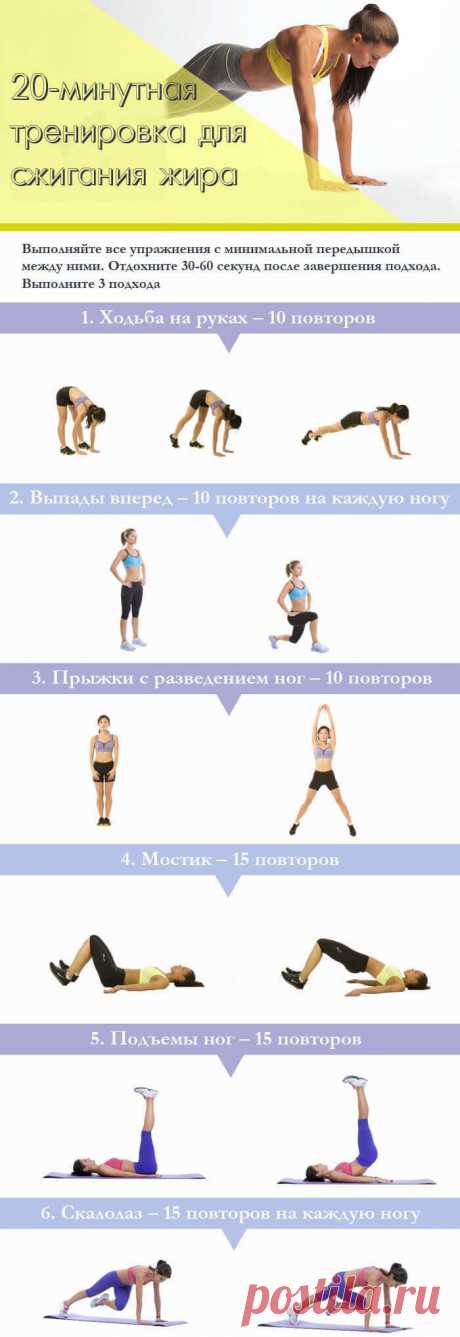 20-минутный комплекс упражнений, сжигающих жир быстро и эффективно
