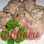 Печень, тушенная в сметане Кулинарный рецепт