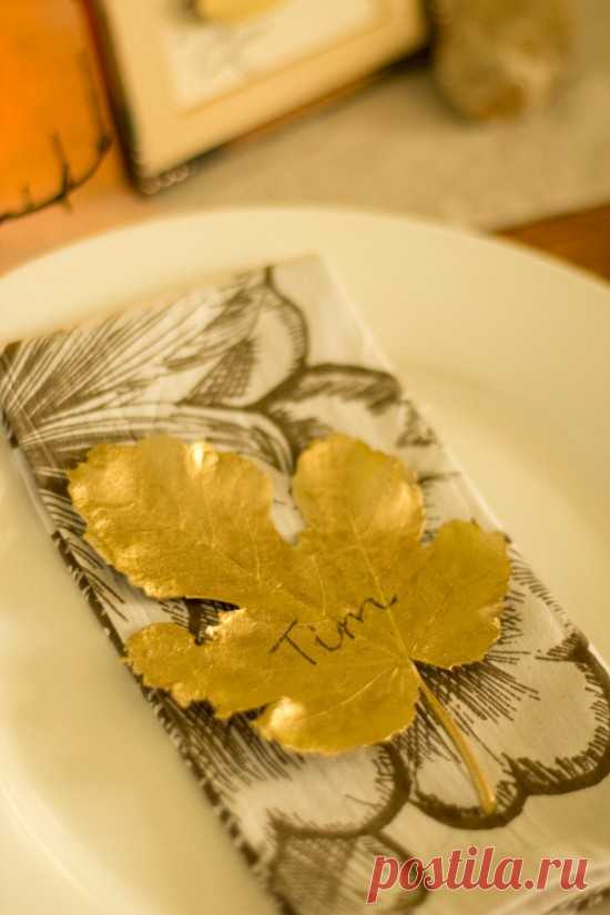 Gilded Leaf DIY Wedding Place Cards - Polka Dot Bride