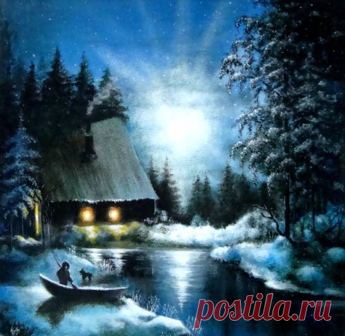 Картины (живопись) : Ночная рыбалка. Автор Александр Александрович Визиров