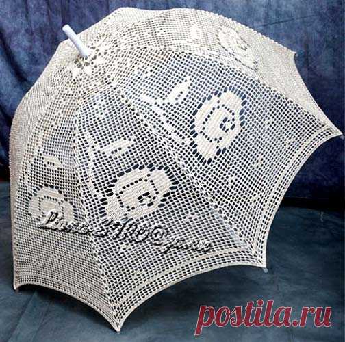 Зонт с розами. Крючком Зонт с розами. Схема вязания крючком