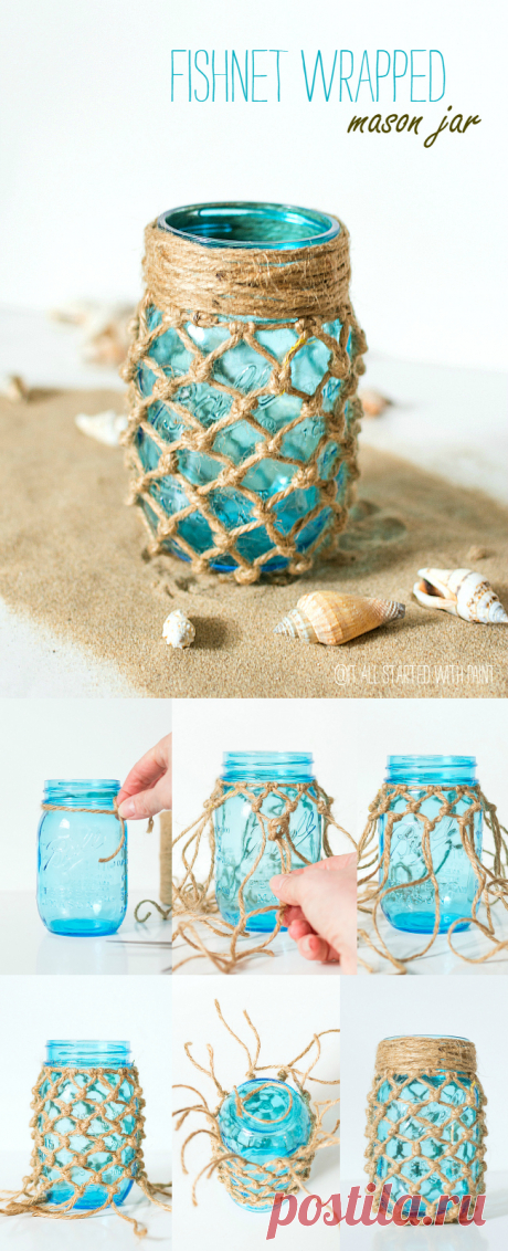 Sieťované Zabalené Mason Jar