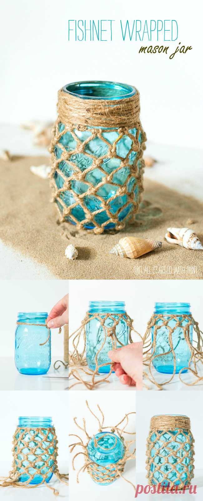 Sieťované Zabalené Mason Jar