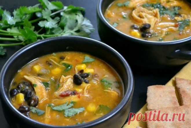 Куриный суп по-мексикански, очень вкусно и пикантно