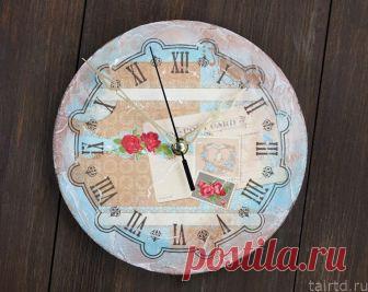 Пошаговый декупаж с имитацией фрески. Декупаж часов для начинающих.