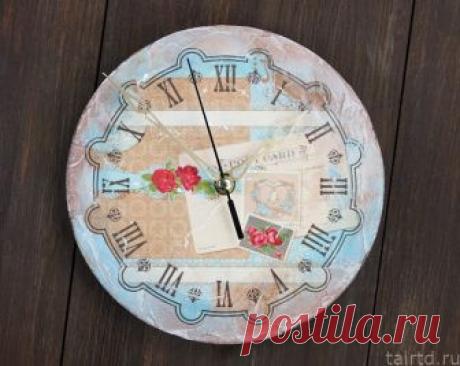 Пошаговый декупаж с имитацией фрески. Декупаж часов для начинающих.