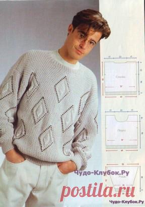 18 Мужской Пуловер с ромбами вязаный спицами | ✺❁сайт ЧУДО-клубок ❣ ❂✺18 Мужской Пуловер с ромбами вязаный спицами описание и схемы: ❂ ►►➤6 000 ✿моделей вязания ❣❣❣ 70 000 узоров►►Заходите❣❣ %