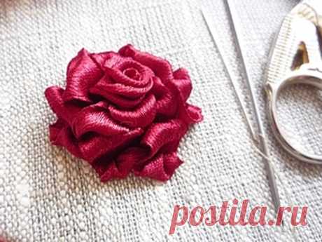 Роза.Вышивка лентами. - Ярмарка Мастеров - ручная работа, handmade