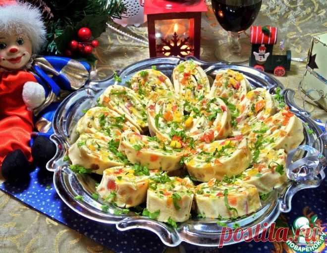 Яичный рулет с сыром 
