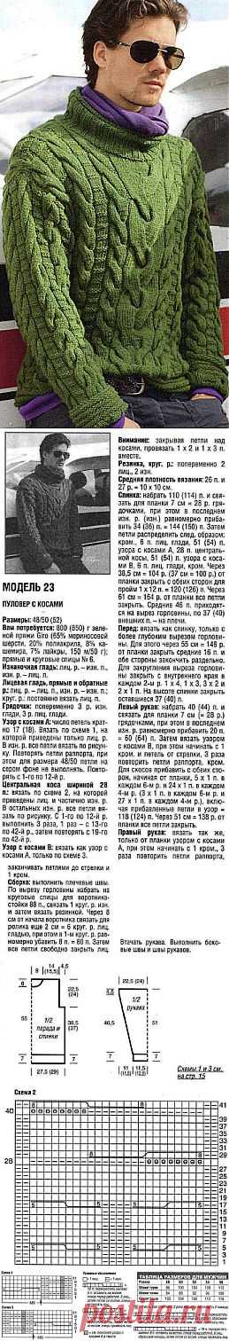 Пуловер для мужчин спицами