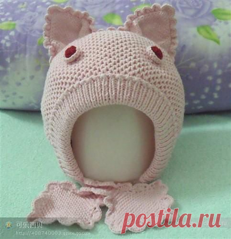 Шапочка с ушками для девочки, спицами / Шитье, вязание для детей на спицах и крючком с описанием / КлуКлу. Рукоделие - бисероплетение, квиллинг, вышивка крестом, вязание