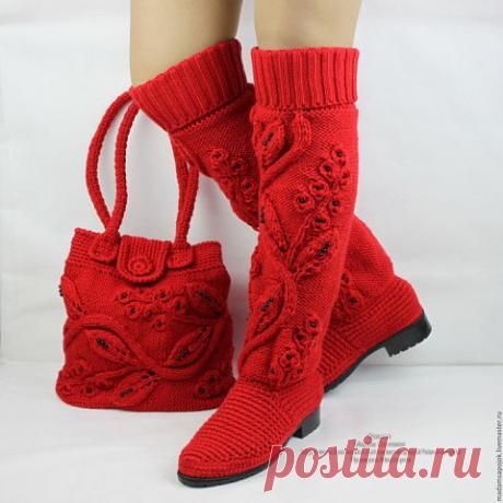 Очень красивая вязаная обувь от Мадам Сапожок Ксения. Идеи для любителей вязания.