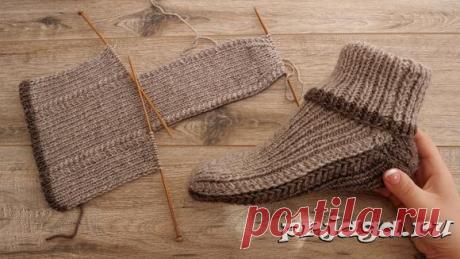 Мужские носки на двух спицах