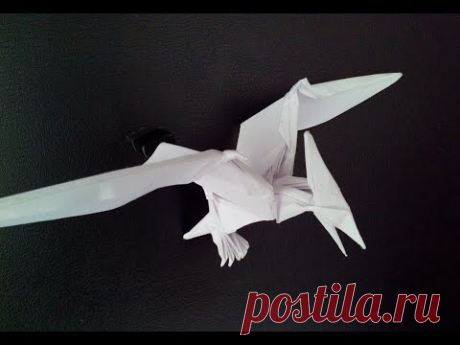 Красивый птеродактиль оригами, pterodactyl origami (Jason Ku)