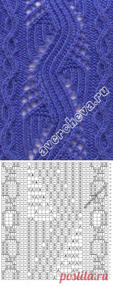 Узор 747 |  каталог вязаных спицами узоров