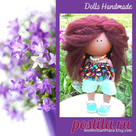 Curly Hair Handmade Tilda Doll Girl Gift Doll Portrait Cloth | Etsy