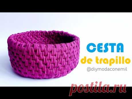 Como tejer cesta de trapillo a crochet paso a paso