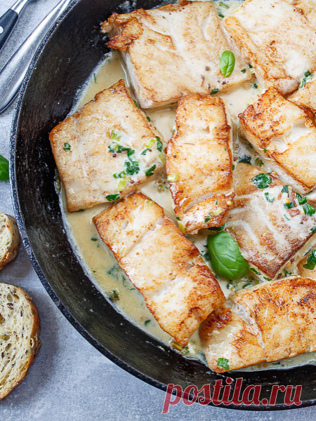 Рецепт жареной трески в сливочном соусе с зеленью на Вкусном Блоге