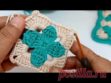 Вы не поверите, как быстро вы это вяжете! узор «бабушкин квадрат» крючком