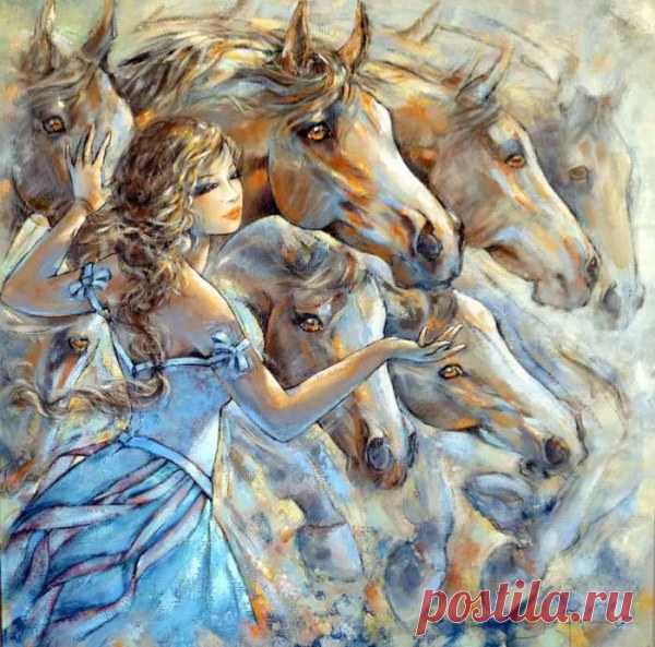Фантастичные картины Дженни Сайнт Черон (20 работ)
Художник-самоучка Дженни Сайнт Черон (Jeanne Saint Cheron) родилась во Франции и начала рисовать еще будучи подростком. В качестве источника вдохновения, Дженни использует лошадей! Девушка потрясена взрывной силой и энергией, которые исходят от этого животного, а их элегантность настолько пленили Дженни, что она часто изображает их на своих полотнах. В качестве основных и любимых цветов, автор использует белый и голубой акрил.