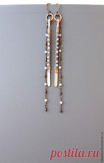 Купить Вестерн. Длинные Серьги - голубой, fdomino, wire wrap art, wire work