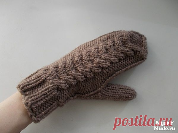 Myself Made » Варежки из «толстой» пряжи с косой, описание