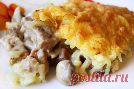 Восхитительная курица с грибами, запечённая под картофельной шубой / Женское счастье!