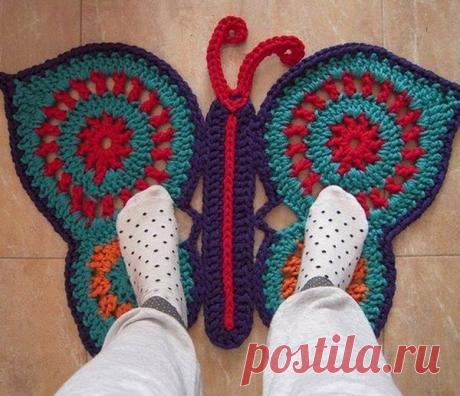 Коврик-бабочка крючком