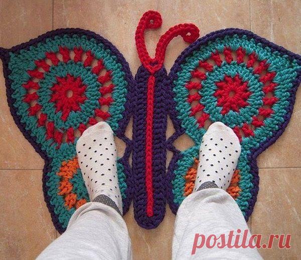 Коврик-бабочка крючком