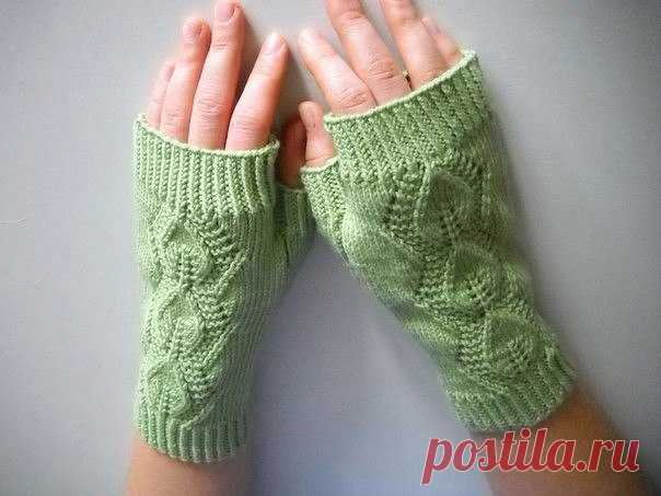 Митенки с узором Листья — Сделай сам, идеи для творчества - DIY Ideas
