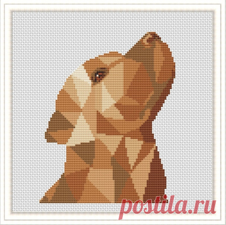 Modern Geometric cross stitch animals pattern Labrador Low | Etsy