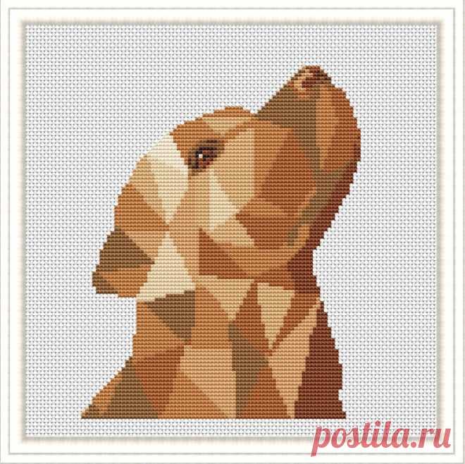 Modern Geometric cross stitch animals pattern Labrador Low | Etsy