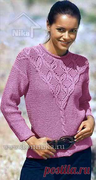 Вязаные свитера с ажурной кокеткой