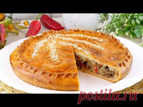 🥧Бездрожжевой пирог с мясом и картошкой на сметанном тесте! Рецепт теста без дрожжей на сметане!