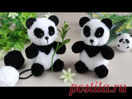 ПАНДА из пряжи (помпонов) МК от MARLENA-Hand Made.
Высота Панды 11 см, Ø ушек 2см. Пряжи всего 40г YarnArt BABY (белый и черный цвет); фетр черный; глазки бусины 8мм; носик (полубусина).