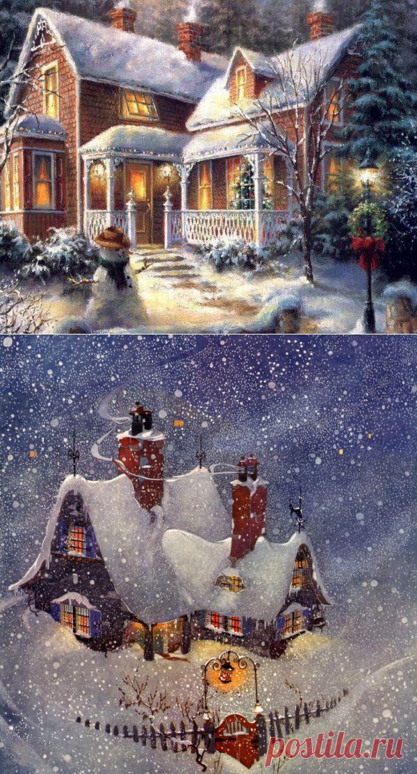 Зимние картинки для декупажа