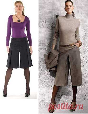 Юбка-брюки: построение выкройки Юбка-брюки: построение выкройкиДля построения выкройки юбки брюк, помимо мерок, необходимых для основной выкройки, вам потребуется еще одна дополнительная мерка: Вс (27 см).Обведите основные выкройки переднего и конечно заднего полотнищ.Крайние точечки линий середины, бокового среза и...